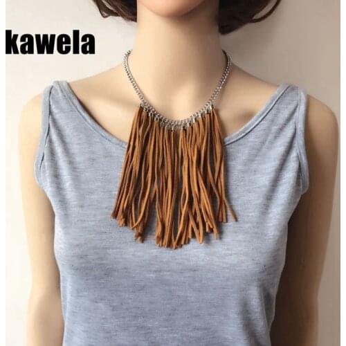 Brown Imitation Leather Tassel Pendant Fashion Collar Necklace