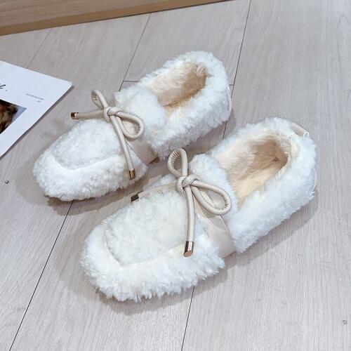 Autumn and winter fashion fur shoes Women Winter A pedal wear peas shoes female wild plus velvet cotton shoes tide U12-82