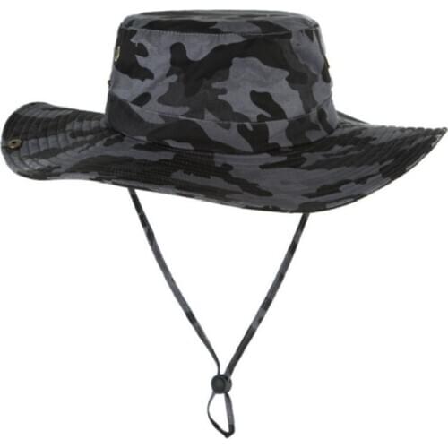 Red Army green Travel Cotton Wide Brim Bucket Hat With String Women Men UV Protection Camouflage Sun Hat Panama