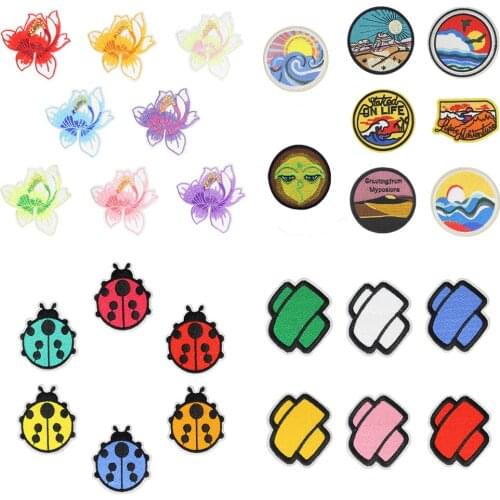 Hot Flower Cartoon Fabric Embroidered Patch Cap Clothes Sticker Bag Sew Iron On Applique DIY Apparel Sewing Clothing Accessories