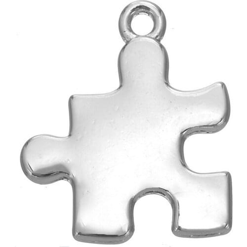 Rhodium Plated Diy Jewelry Making Autism Puzzle Pieces Charm