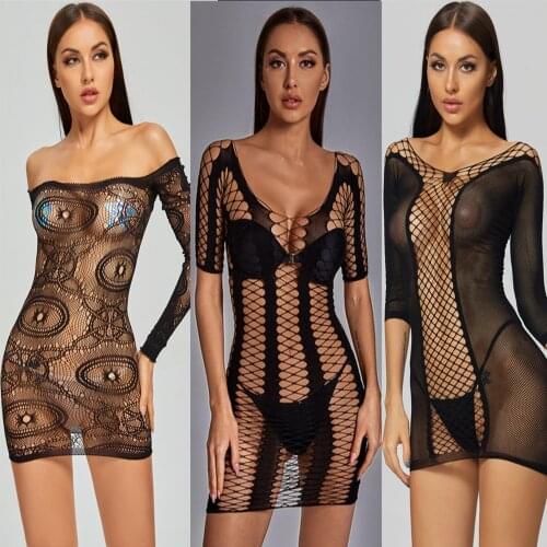 Sexy lingerie erotic dresses hot porno sex costumes Womens underwear black mesh Elastic intimates Bodysuit kimino pajamas hot