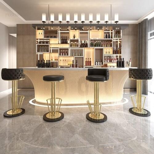 Light Luxury Stainless Steel High Bar Chair Minimalist Modern Backrest Bar Chair Furniture Rotating Soft Cushion Bar Chairs
