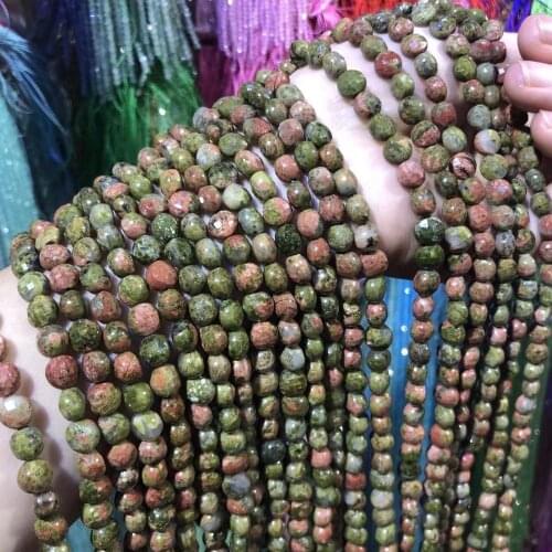 Natural Stone Loose Beads Circular Section Unakite Loose Beads For Necklace Bracelet Handiwork Sewing Craft Jewelry Accessory