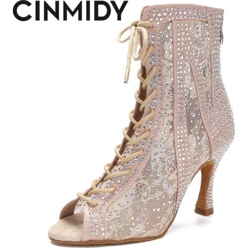 CINMIDY Sexy Dance Boots Latin Jazz Rumba Samba Ballroom Pole Dancing Womens Shoes Ladies Wedding High Heels 5CM-10CM