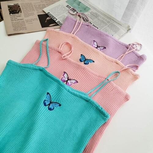 Women Summer Strap Top Femme Skinny Camis Top Summer SimTop High Street Butterfly Casual TopFor Women Female
