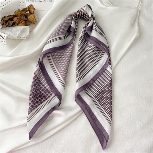 70*70cm Hair Bandana Silk Scarf Women Print Hand Bag Foulard Headband Neckerchief Shawl Wrap Summer Headwear Hijab 2021