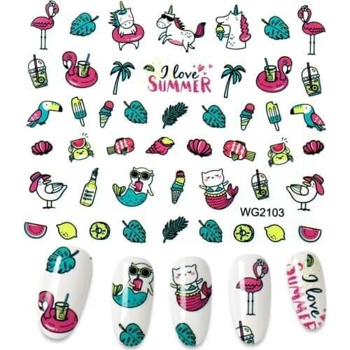 1PC Nail Water Sticker DIY Colorful Diamond Image Nail Art Paper Decoration Manicure Tattoos Creative Designs