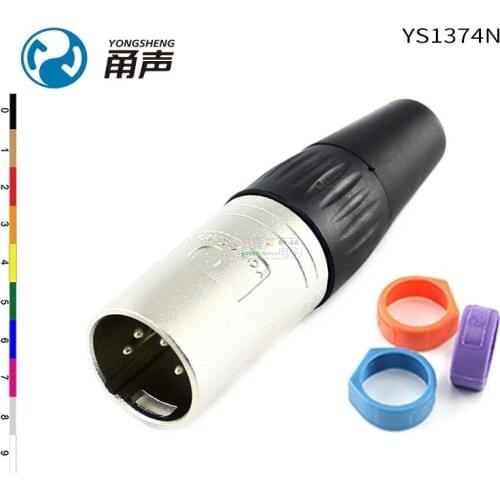 1Pcs Yongsheng YS1374N with color ring four-pin male XLR balanced male plug Fever audio accessories HIFI