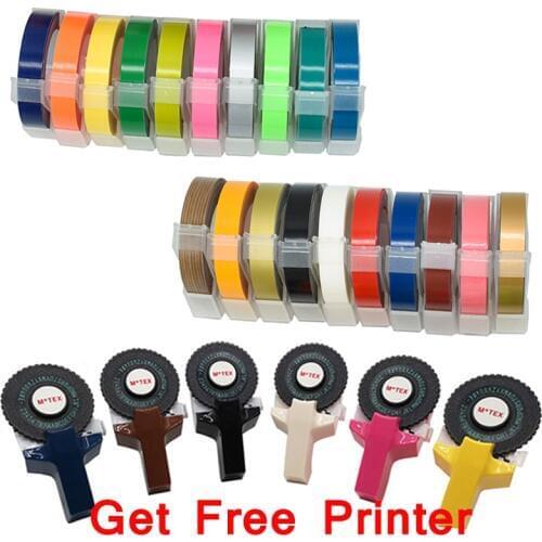 20Rolls/Lot 9mm*3m 3D Embossing Label Tape Compatible Dymo 1610 Motex E-101 Manual Label Maker Diy Hand Decorate Label Free Gift