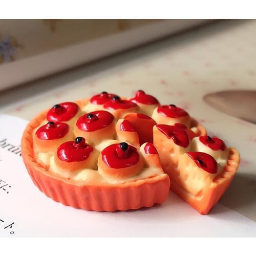 20Pcs Resin Food Play Apple Pizza Cake Parts Kawaii Diy Pendant Flatback Cabochon Embellishments Accessories