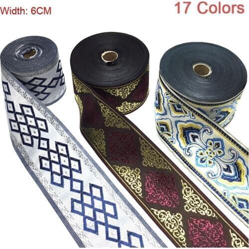 27yards 6cm wide Woven Jacquard Ribbon Trims Quality patchwork Matieral National Ribbon for clothing strap curtain Sofa decor