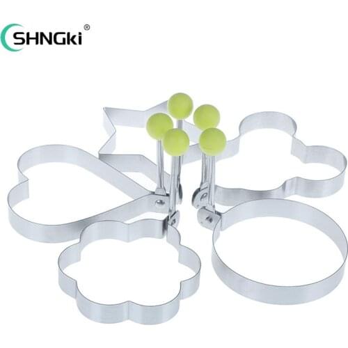 5pcs/set Hot Sale Fried Egg Mold Stainless Steel Omelette Mold Cute Shaped Kitchen Tool