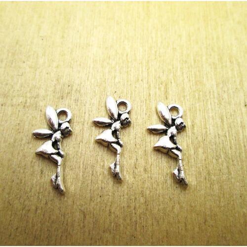 60pcs 18x8mm tiny fairy Charms tiny fairy fairy tale charm pendants DIY necklace/ bracelets charms antique silver tone