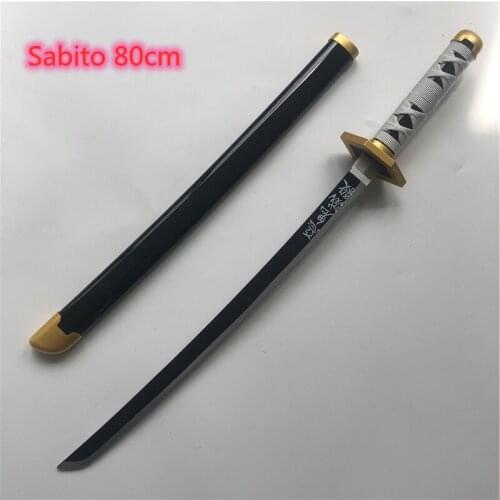 80cm Kimetsu no Yaiba Sword Weapon Demon Slayer Sabito Cosplay Sword 1:1 Anime Ninja Knife wood toy