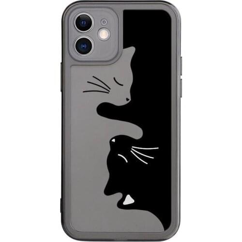 Artistic Gray & Black Cat Case for iPhone 12 Pro Max Back Phone Cover for 12 11 Pro Max X XS XR 8 7 Plus SE 2020