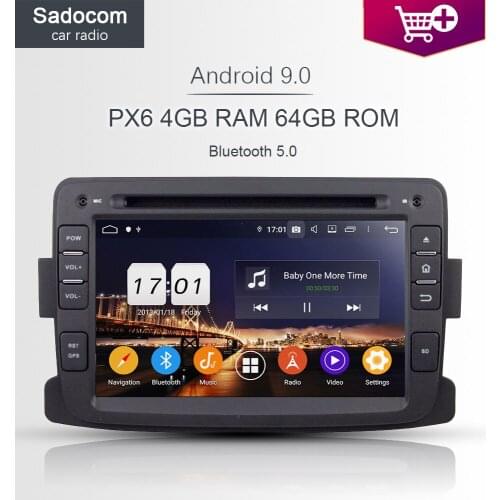 DSP IPS PX6 Android 10.0 64GB+ 4GB RAM 8 core Car DVD Player For Renault Duster 2012 2013 GPS Glonass Mapautoradio car radio 5.0