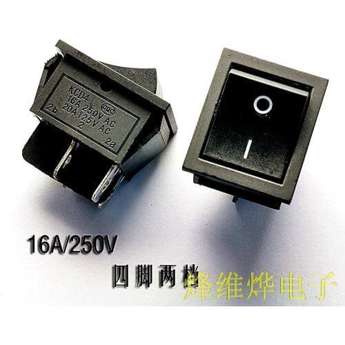 Free shipping | large rocker switch KCD4-201 Black 4 pin 2 gear power rocker switch 16A/250V 20