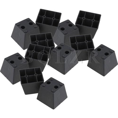BQLZR 12 Pieces 7.5x7.5x6cm Plastic Black Trapezoid Furniture Legs Replacement