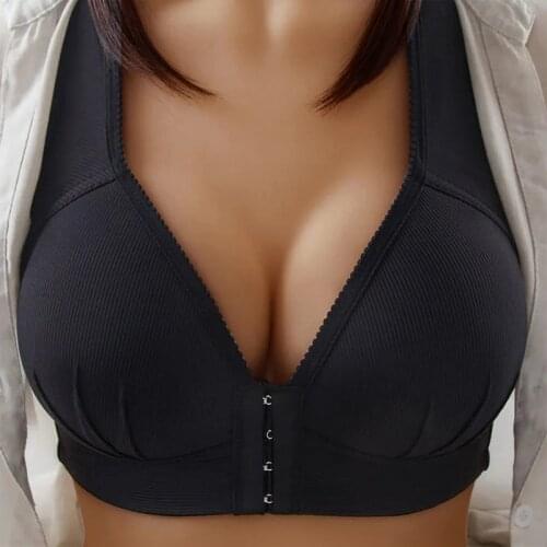 Sexy Push Up Bra Front Closure Solid Color Brassiere Wireless Bralette Breast Seamless Bras For Women Underwear Plus Size