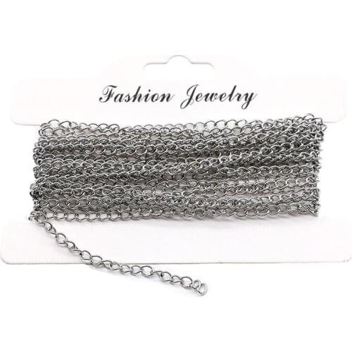 5m/lot Width 2.5 3mm Stainless Steel Chains Bracelet Extension Tail Body Chain Bulk Necklace for DIY Jewelry Making Wholesale