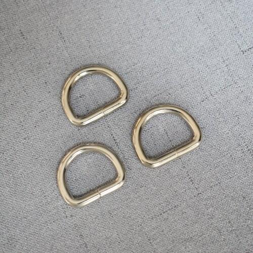 20mm Silver Webbing Dog Collar Chain Leather Belt Connect Metal Buckle Heavy Duty Non-Welded Flat Dee Ring