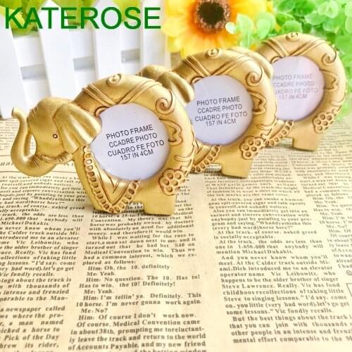 【KATEROSE】Baby Birthday Party Table Decor Baby Elephant Card Holder Lucky Gold Elephant Frame Birthday Party Gift