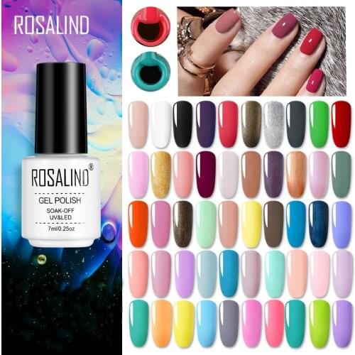 ROSALIND Gel Nail Polish 63 Popular Pure Colors Gel Polish Vernis Semi Permanent Hybrid Varnishes All For Nails Art Need UV Lamp