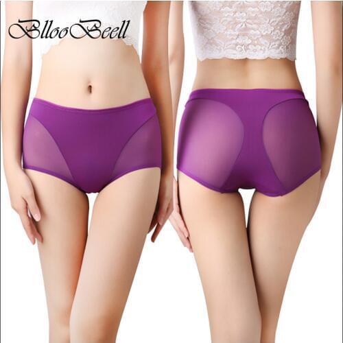 BllooBeell Womens Sexy Underwear Panties Summer Lady Hollow Out Mid Rise Underpants Girl Lace Briefs Crotch Cotton Size L/XL