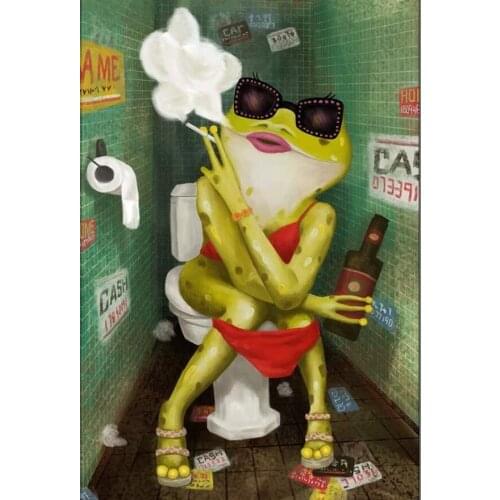 JMINE Div 5D Toilet Frog Full Diamond Painting cross stitch kits art High Quality Animal 3D paint by diamonds