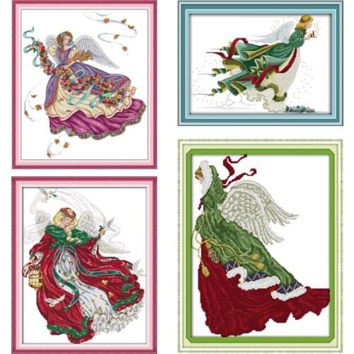 Joy sunday cross Stitch Kits Embroidery set 14CT Angel pattern printing pattern Cotton Thread DIY Needlework DMC wall decoration