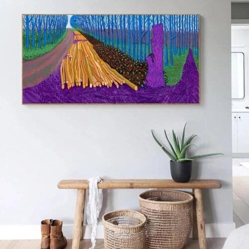 David Hockney Green Wave Coming Spring Winter Wood Canvas Painting Posters Prints Wall Art Picture for Living Room Decor Cuadros