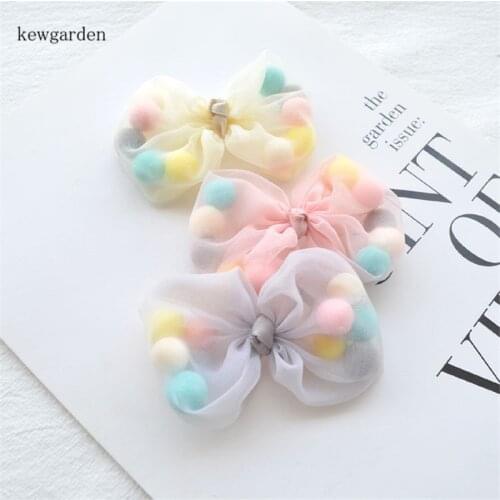 Kewgarden DIY Baby Girl Hair Pins Hairbow Headband Accessories Handmade Hair Gauze Ball Bowknot Material 5*9cm 4Pcs / Set