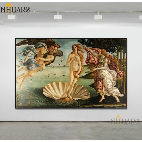 Classic Canvas Art Print Painting Poster The Birth of Venu by Sandro Botticelli Wall Pictures For Living Room Home Decor Cuadros