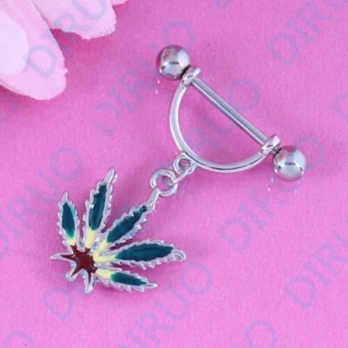 Plant Color Maple Nipple ring piercing body jewelry Nickel-free fashion jewelry pair