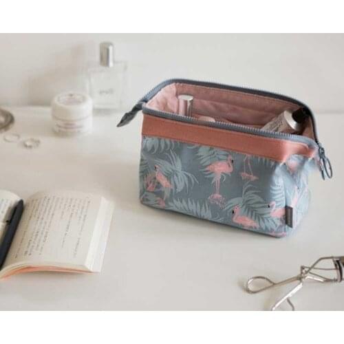 Women Girl Cosmetic Bag Makeup Beauty Wash Organizer Toiletry Pouch Storage Kit Bath Case Travel Animal Flamingo Make Up Bags