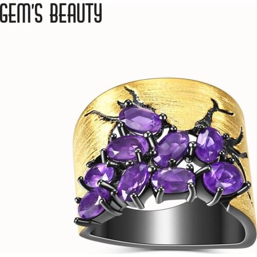 Gems Beauty 2021 Trend Real 925 Sterling Silver Crack Natural Creative Design Fine Jewelry Amethyst Rings For Women Bijoux