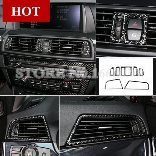 Carbon Fiber Center & Side Air Outlet Cover For BMW 5 Series F10 F11 2011-2015 7pcs Car accesories interior Car decoration
