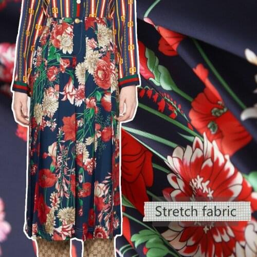 Fashion week printed fabric meter 145 cm wide shirt dress polyester fabric brand printed fabric wholesale cloth