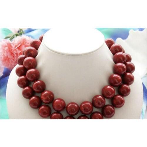 Beautiful Huge 34" 18mm nature round red coral bead necklace earring set