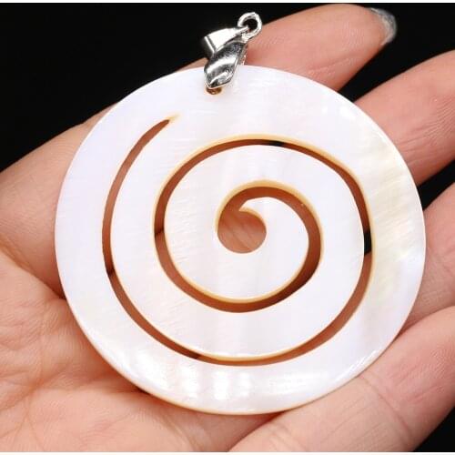 New Style Natural Stone Pendant Circle Shell For Jewelry Making DIY Necklace Bracelet Earrings Accessory