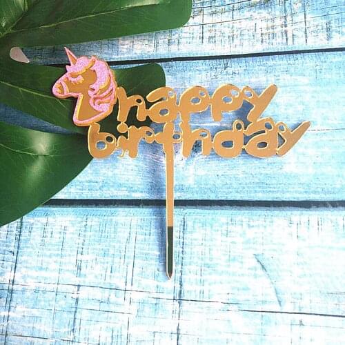 New Unicorn Acrylic Happy Birthday Cake Topper Birthday Cake Topper Supplies for Anniversary Birthday Party Cake Decorations