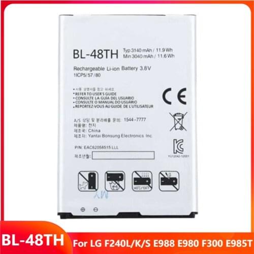 Original Replacement Phone Battery BL-48TH For LG F240L/K/S E988 E980 F300 E985T BL-48TH Genuine Rechargable Batteries 3140mAh