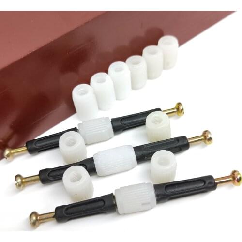 M6 furniture pre embreded nut double end connectig pole to pole straight Pass though connector 15 18mm thick board connector