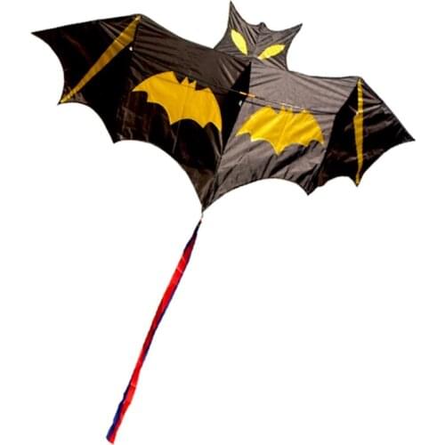 Black Bat Kite for Fun Assemble Kite with Long Ribbon Party & Outdoor Toy Lightweight Outdoor Sports & Activity Games