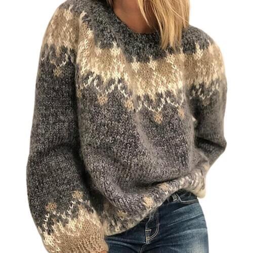 O-Neck Women Sweater Autumn Winter Long Sleeve Knitted Sweater Jumper Warm Pullover Womens Clothing