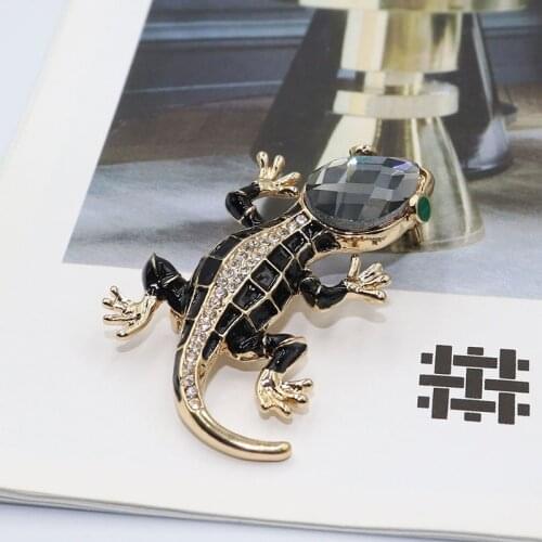 Crystal Lizard Gecko Brooches For Women Jewelry Luxury Cute Fashion Animal Lapel Pins Shining Jewelry Kids Clothing Accessories