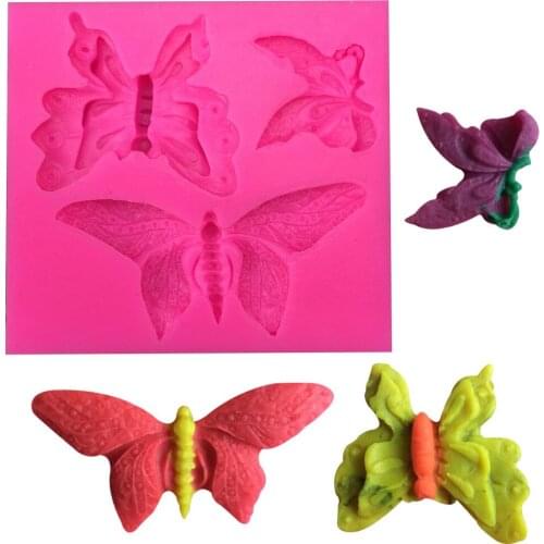 3 Hold Animal Butterfly Silicone Fondant Soap 3D Cake Mold Cupcake Jelly Candy Chocolate Decoration Baking Tool Moulds H057