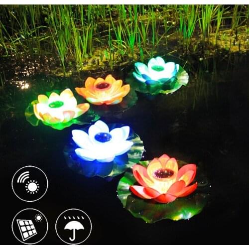 Solar LED Flower Light Artificial Floating Lotus LED Solar Pool Light OutdoorNight Lamp Pool Garden Fish Tank Wedding Decor