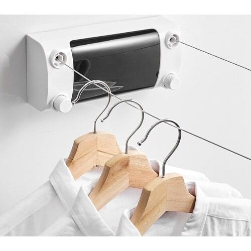 Telescopic Invisible Clothesline Free Punch Balcony Hotel Indoor Stainless Steel Wire Clothes Drying Rack Artifact Hanging Rope